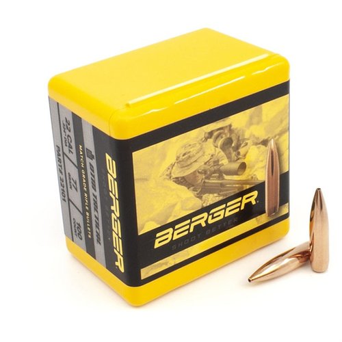 I proiettili Berger OTM Tactical 22 cal. offrono precisione eccezionale, progettati per AR e fucili a otturatore, ideali per tiri fino a 600 yards.