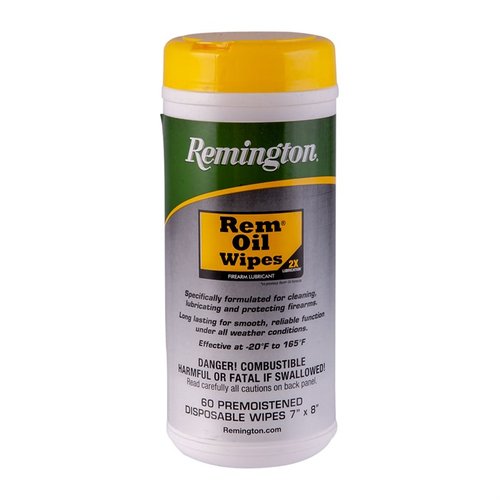 Le salviette OIL WIPES REMINGTON penetrano nei pori dei metalli, offrono protezione contro l'umidità e la ruggine e sono ideali per pulire le armi dopo l'uso.