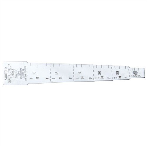Il QUICK CHECK CHOKE GAUGE in acciaio inox è leggero e portatile, misura facilmente la costrizione del choke su fucili a pompa di vari calibri, ideale per collezionisti e tiratori.