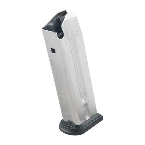 Caricatori XD 9MM in acciaio inossidabile, progettati per un'alimentazione fluida e affidabile, con base in polimero facilmente rimovibile per la pulizia.