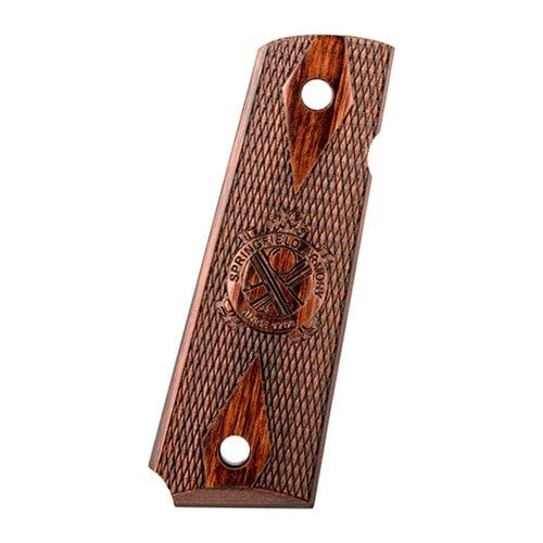 Pannelli grip Cocobolo Checkered Cross Cannon per Springfield 1911, con Mag Well smussato per un aspetto elegante. Venduti singolarmente.