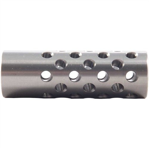 Il MUZZLE BRAKE .865 22 CALIBER di SHREWD riduce il rinculo e l'innalzamento della volata grazie a 42 porte angolate, in acciaio inossidabile di alta qualità.