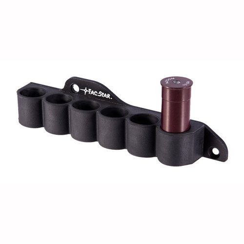 Il SLIMLINE SIDESADDLE SHELLHOLDER di TACSTAR consente di trasportare 6 cartucce extra, è realizzato in alluminio anodizzato e polimero, resistente a usura e intemperie.