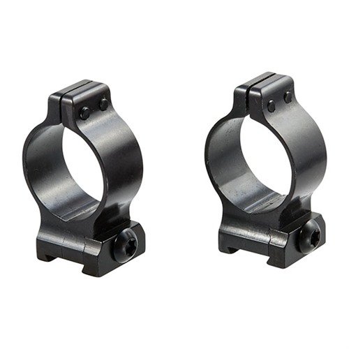 Le QUICK DETACH SCOPE RINGS di TALLEY offrono leve in acciaio per un'installazione e rimozione rapida del mirino, disponibili in diverse altezze e finiture.