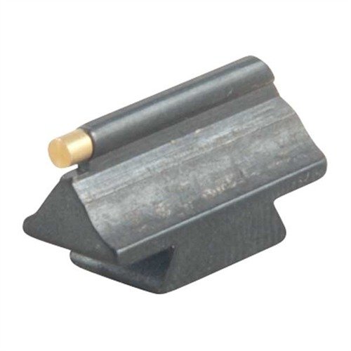 Mirino anteriore in ottone dorato con base in acciaio bluato, offre un'immagine nitida e visibile grazie al design sottile e aerodinamico.