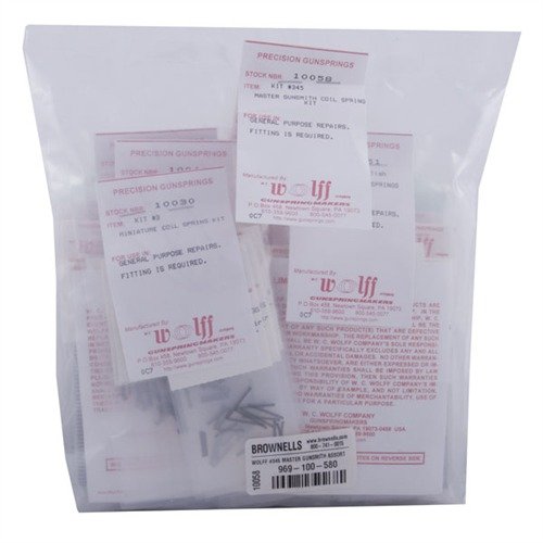 Il MASTER COIL SPRING KIT WOLFF KIT #345 offre 550 molle altamente utilizzabili, perfette per soddisfare tutte le esigenze di riparazione e manutenzione delle armi.