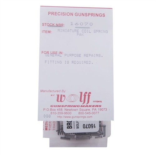 Il MINIATURE COIL SPRING PAK - KIT #1607 di WOLFF offre 50 molle a spirale miniature per armi, con O.D. da 1⁄16