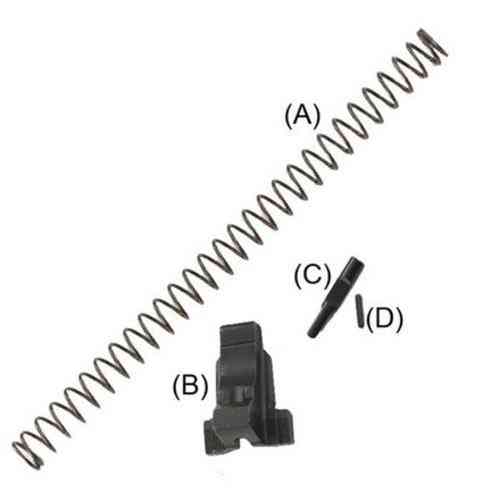 Il SET BLOCCO CHIUSURA COM MOLLA RECUPERO per le serie 92/96/98 di BERETTA garantisce un funzionamento affidabile e una manutenzione semplificata per la tua arma.